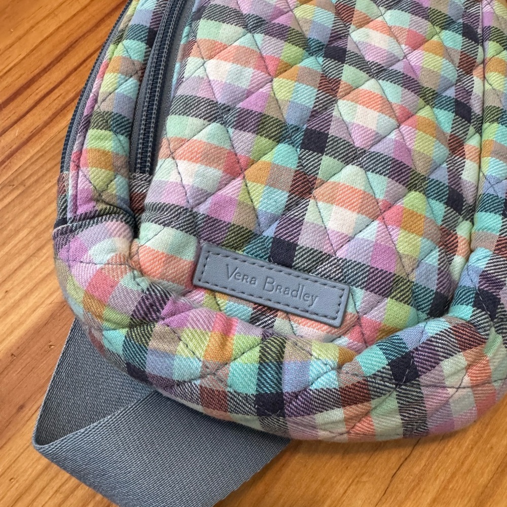 Vera Bradley GINGHAM PLAID Essential Compact 13" Cotton Sling Backpack - Picture 3 of 9